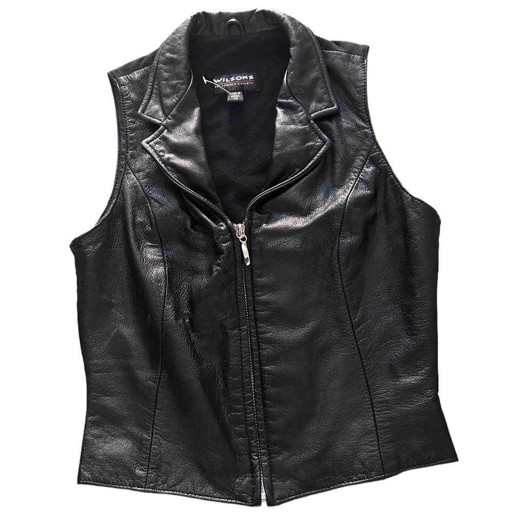 Vintage Y2K Wilson’s Leather Black Genuine Leather Zip Up Sleeveless Vest